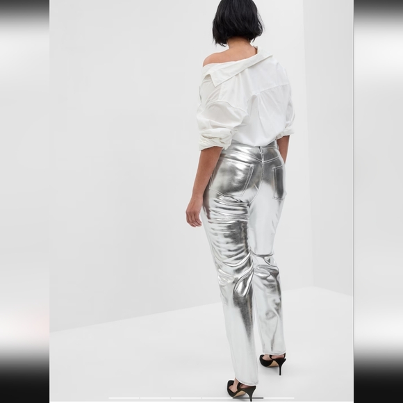 GAP Silver Hi Rise Vegan Cheeky Pants Sz 29 - Picture 4 of 6